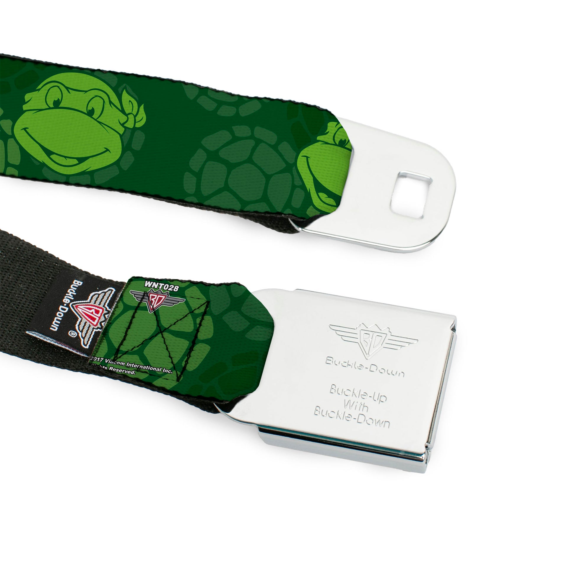 Classic TMNT Logo Full Color Seatbelt Belt - Classic Teenage Mutant Ninja Turtles Turtle Faces2 Greens Webbing Seatbelt Belts Teenage Mutant Ninja Turtles