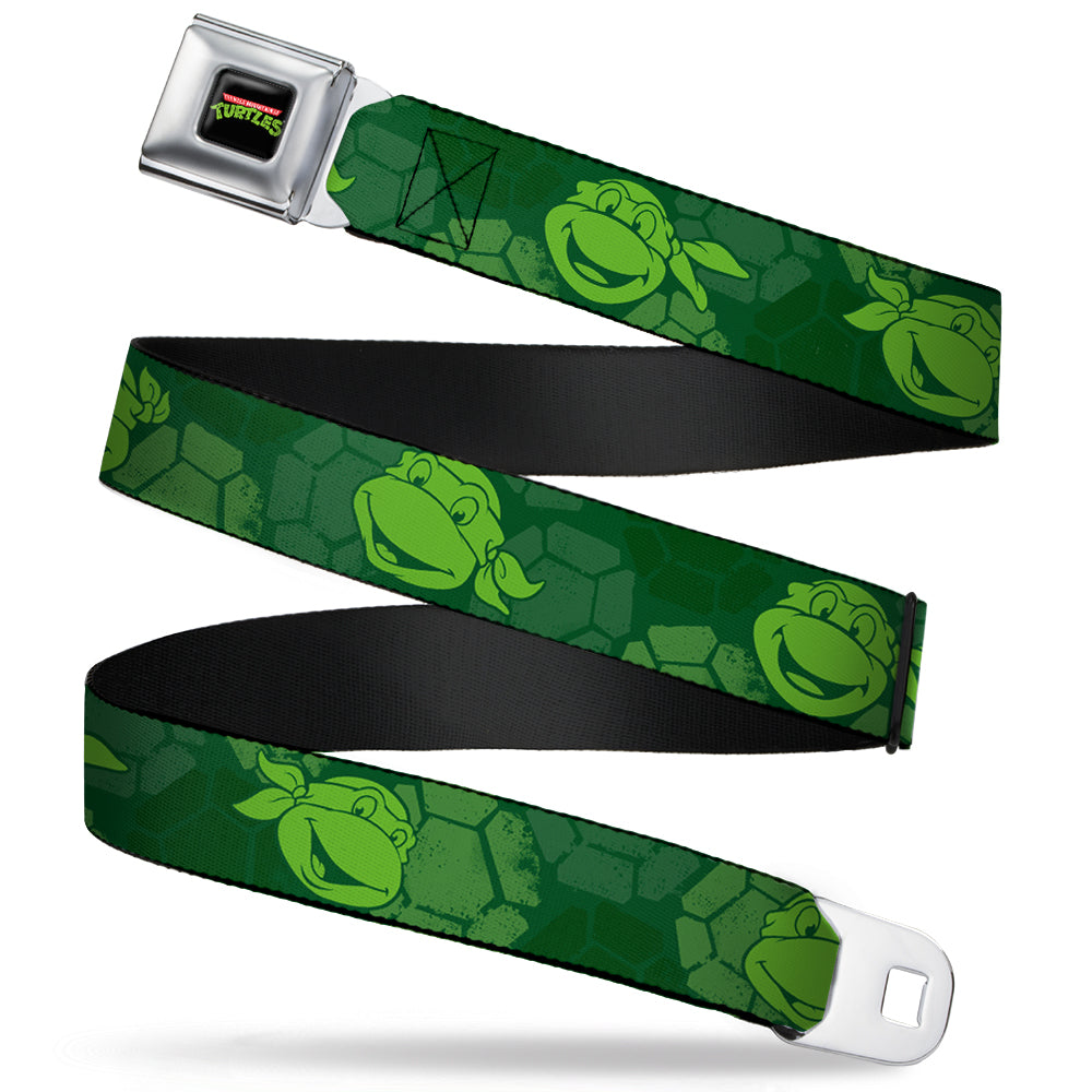 Classic TMNT Logo Full Color Seatbelt Belt - Classic Teenage Mutant Ninja Turtles Turtle Faces2 Greens Webbing Seatbelt Belts Teenage Mutant Ninja Turtles