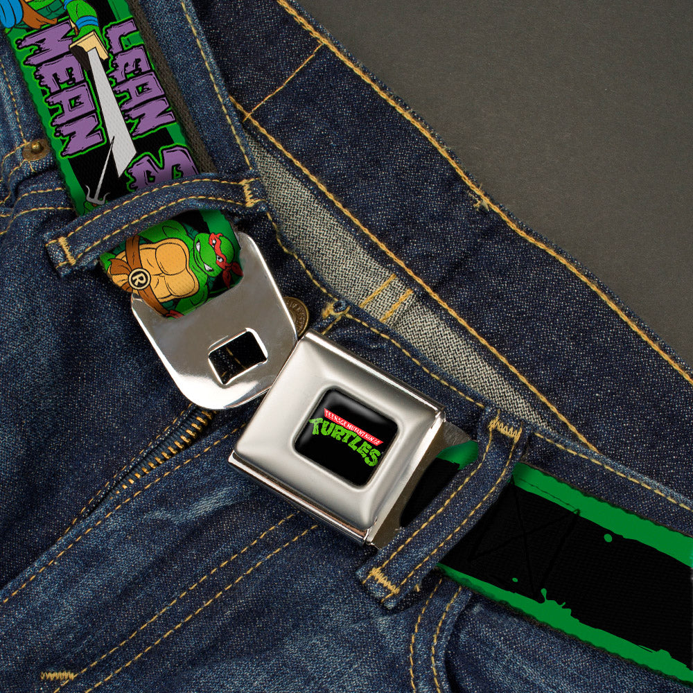Classic TMNT Logo Full Color Seatbelt Belt - Classic TEENAGE MUTANT NINJA TURTLES Logo/Group Pose5/LEAN MEAN & GREEN Webbing Seatbelt Belts Teenage Mutant Ninja Turtles