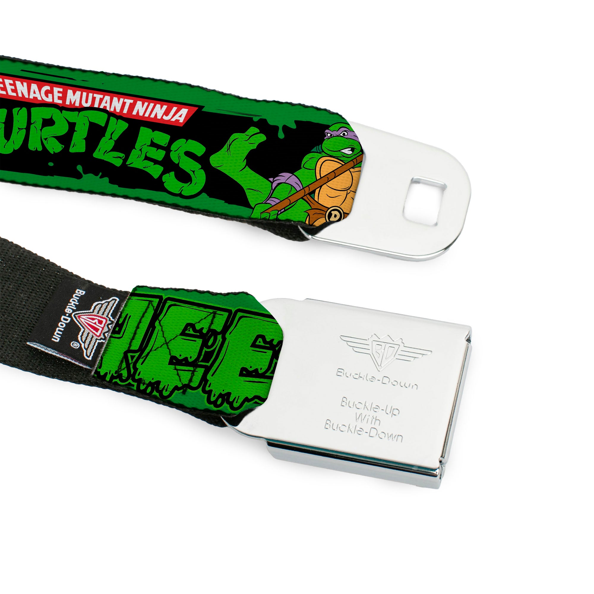 Classic TMNT Logo Full Color Seatbelt Belt - Classic TEENAGE MUTANT NINJA TURTLES Logo/Group Pose5/LEAN MEAN & GREEN Webbing Seatbelt Belts Teenage Mutant Ninja Turtles