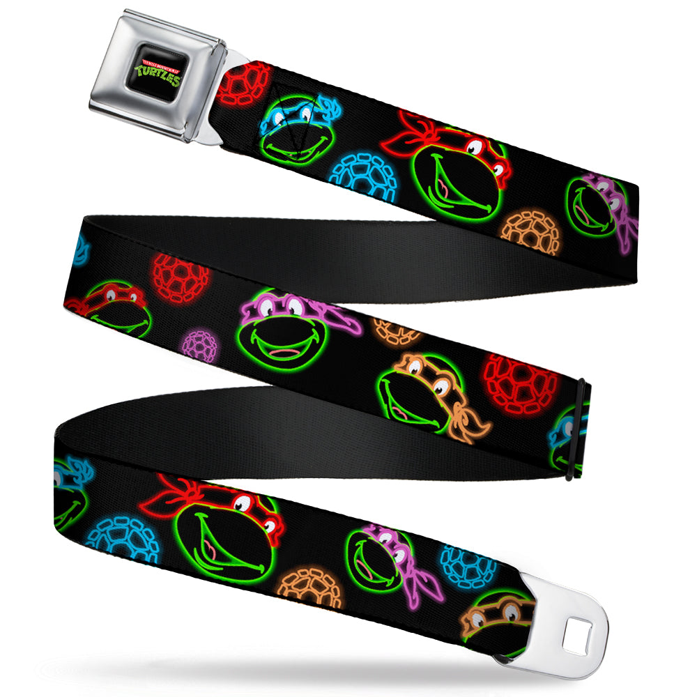 Classic TMNT Logo Full Color Seatbelt Belt - Classic Teenage Mutant Ninja Turtles Electric Expressions/Turtle Shells Black/Multi Neon Webbing Seatbelt Belts Teenage Mutant Ninja Turtles
