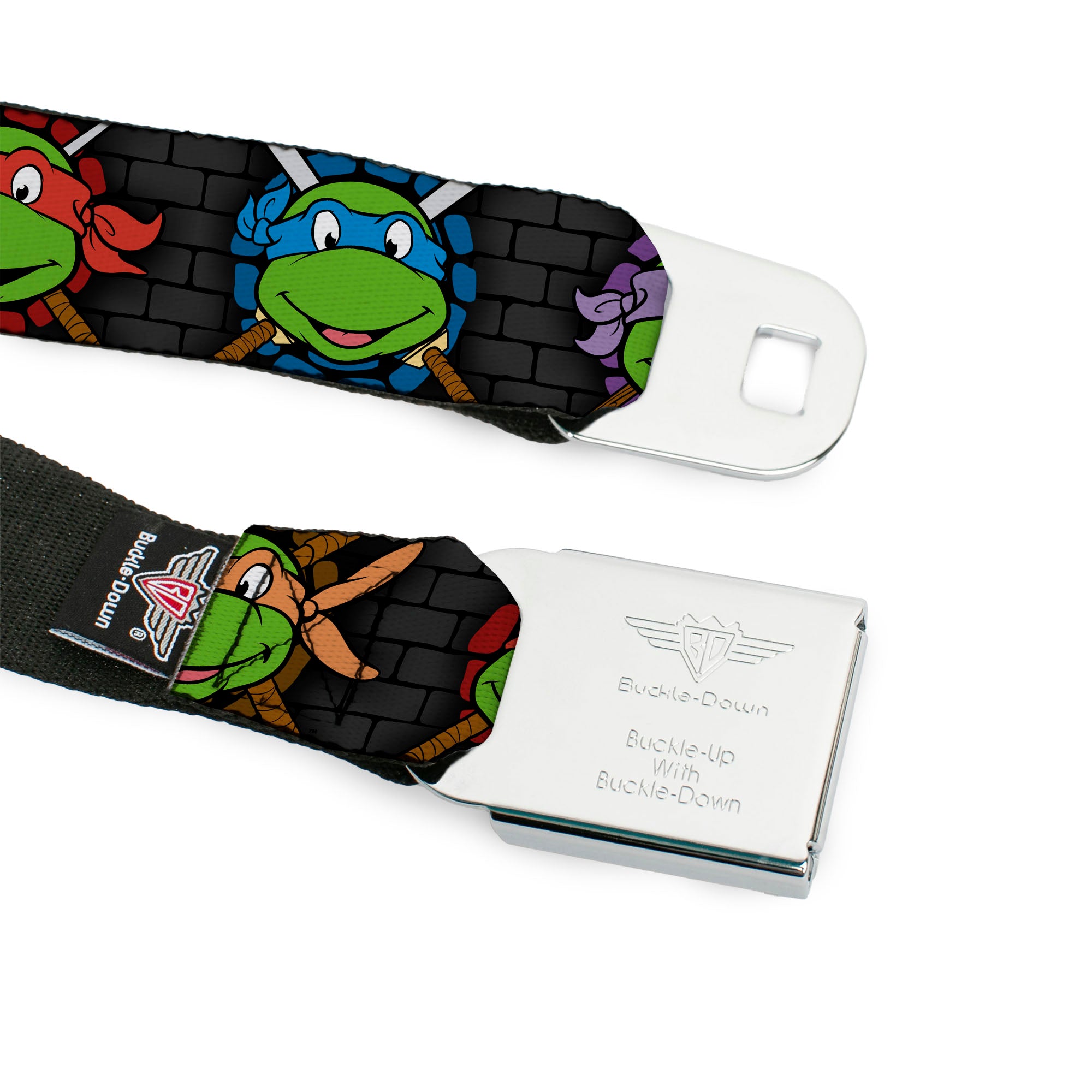 Classic TMNT Logo Full Color Seatbelt Belt - Classic Teenage Mutant Ninja Turtles Expessions/Battle Gear Gray/Multi Color Webbing Seatbelt Belts Teenage Mutant Ninja Turtles