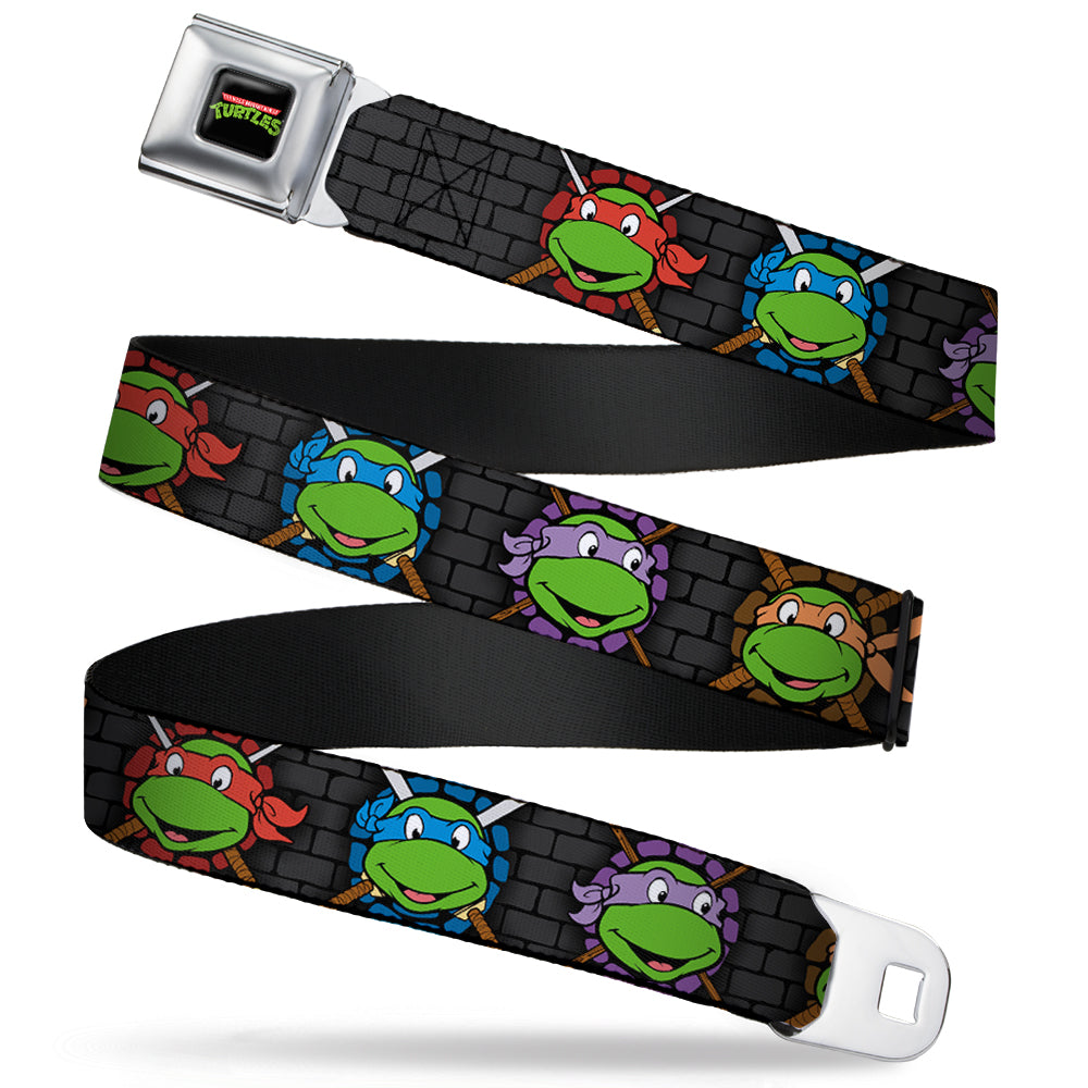 Classic TMNT Logo Full Color Seatbelt Belt - Classic Teenage Mutant Ninja Turtles Expessions/Battle Gear Gray/Multi Color Webbing Seatbelt Belts Teenage Mutant Ninja Turtles