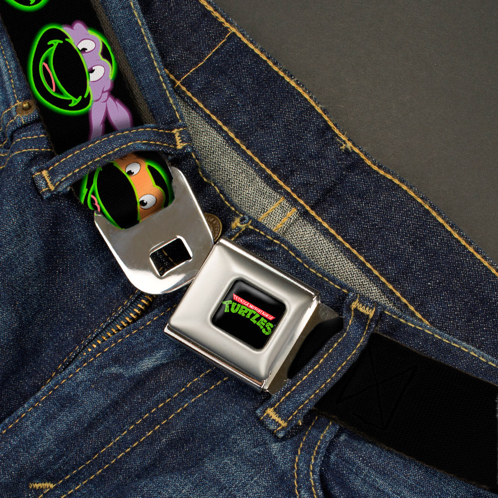 Classic TMNT Logo Full Color Seatbelt Belt - Classic Teenage Mutant Ninja Turtles Electric Expressions Black/Multi Neon Webbing Seatbelt Belts Nickelodeon