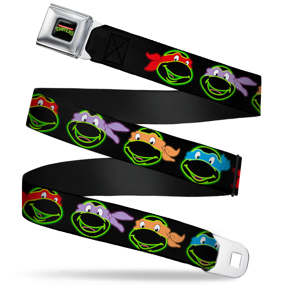 Classic TMNT Logo Full Color Seatbelt Belt - Classic Teenage Mutant Ninja Turtles Electric Expressions Black/Multi Neon Webbing Seatbelt Belts Nickelodeon
