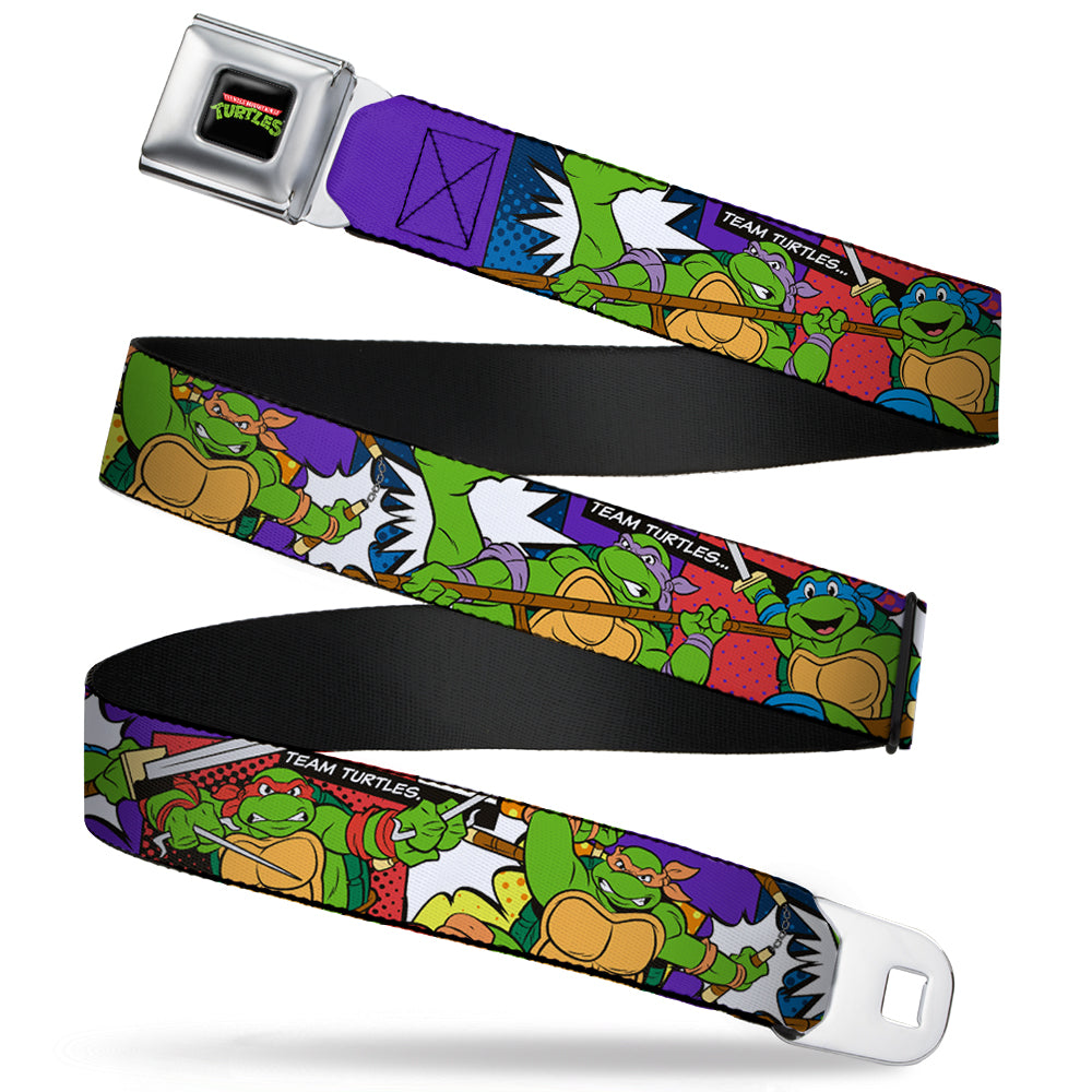 Classic TMNT Logo Full Color Seatbelt Belt - Classic Teenage Mutant Ninja Turtles Action Poses/TEAM TURTLES Webbing Seatbelt Belts Teenage Mutant Ninja Turtles