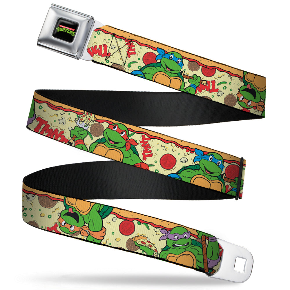 Classic TMNT Logo Full Color Seatbelt Belt - Classic TMNT Turtle Pizza Webbing Seatbelt Belts Teenage Mutant Ninja Turtles
