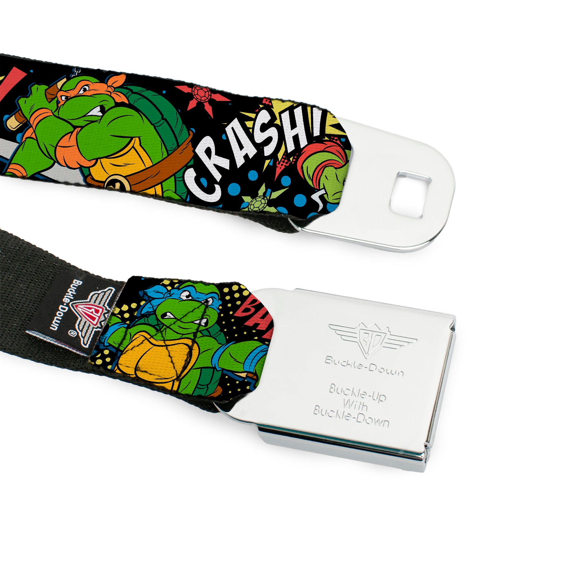 Classic TMNT Logo Full Color Seatbelt Belt - Classic Teenage Mutant Ninja Turtles Turtles Pose12 COWABUNGA! Pop Art Webbing Seatbelt Belts Teenage Mutant Ninja Turtles