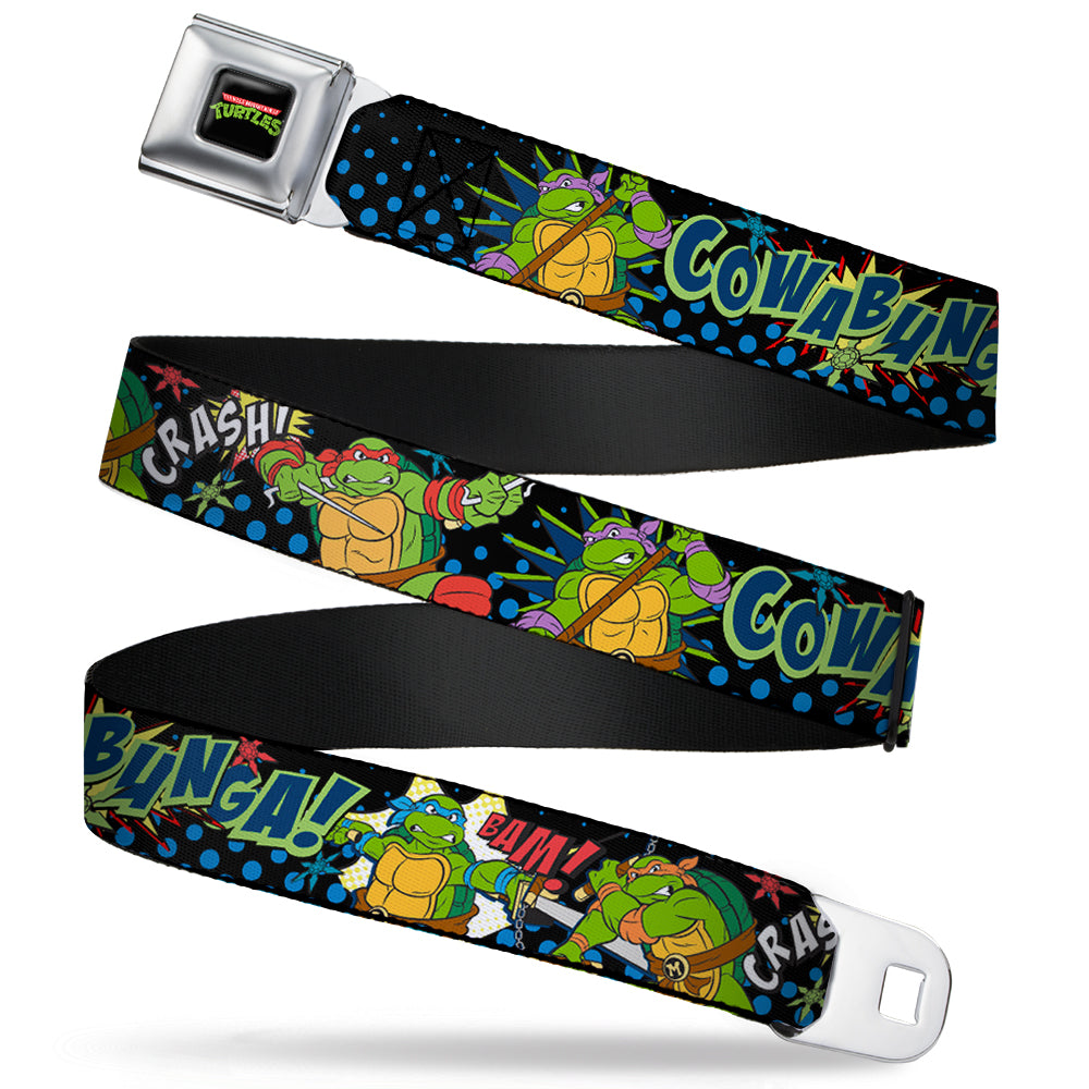 Classic TMNT Logo Full Color Seatbelt Belt - Classic Teenage Mutant Ninja Turtles Turtles Pose12 COWABUNGA! Pop Art Webbing Seatbelt Belts Teenage Mutant Ninja Turtles