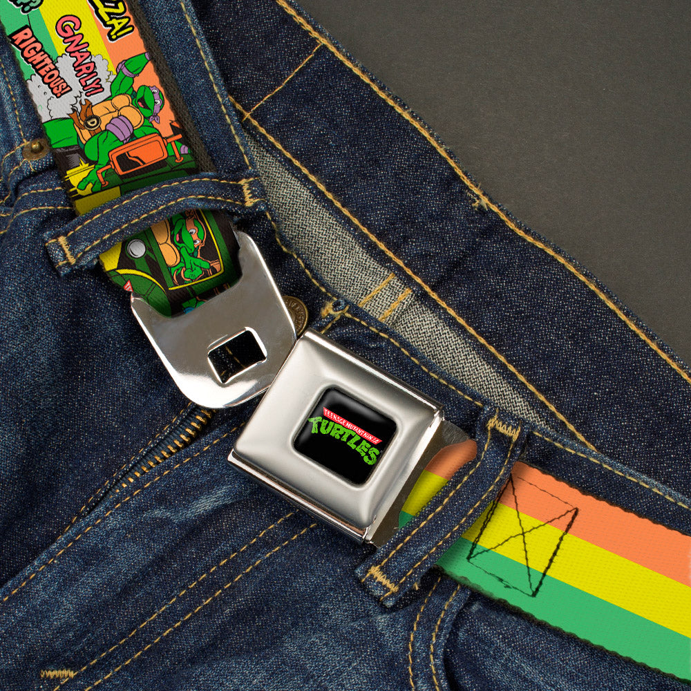 Classic TMNT Logo Full Color Seatbelt Belt - Classic Teenage Mutant Ninja Turtles Turtles Pose14 '84 Pizza/Verbiage Webbing Seatbelt Belts Teenage Mutant Ninja Turtles