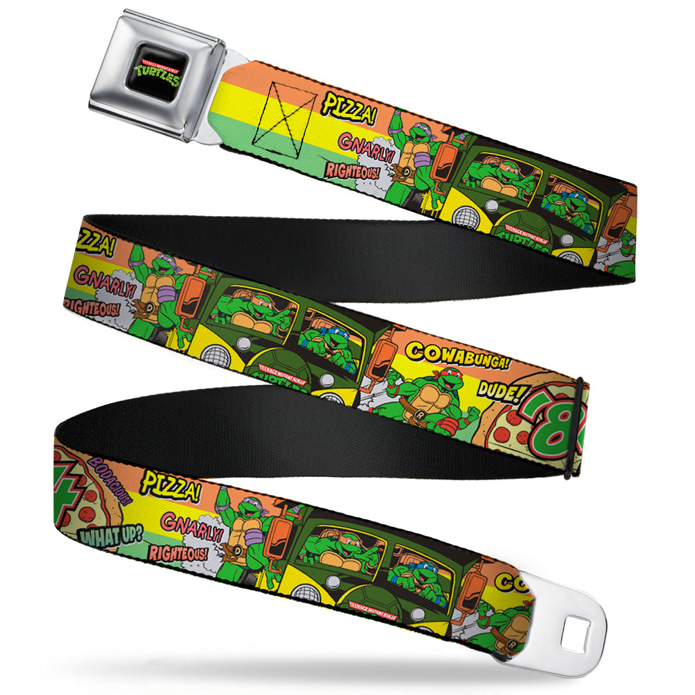 Classic TMNT Logo Full Color Seatbelt Belt - Classic Teenage Mutant Ninja Turtles Turtles Pose14 '84 Pizza/Verbiage Webbing Seatbelt Belts Teenage Mutant Ninja Turtles