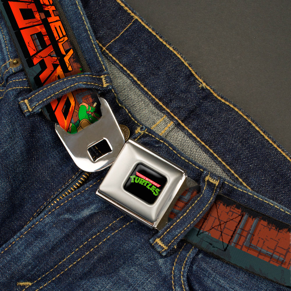 Classic TMNT Logo Full Color Seatbelt Belt - Classic Teenage Mutant Ninja Turtles Turtles Pose15 SHELL SHOCKED Brick Wall/Splatter Webbing Seatbelt Belts Teenage Mutant Ninja Turtles