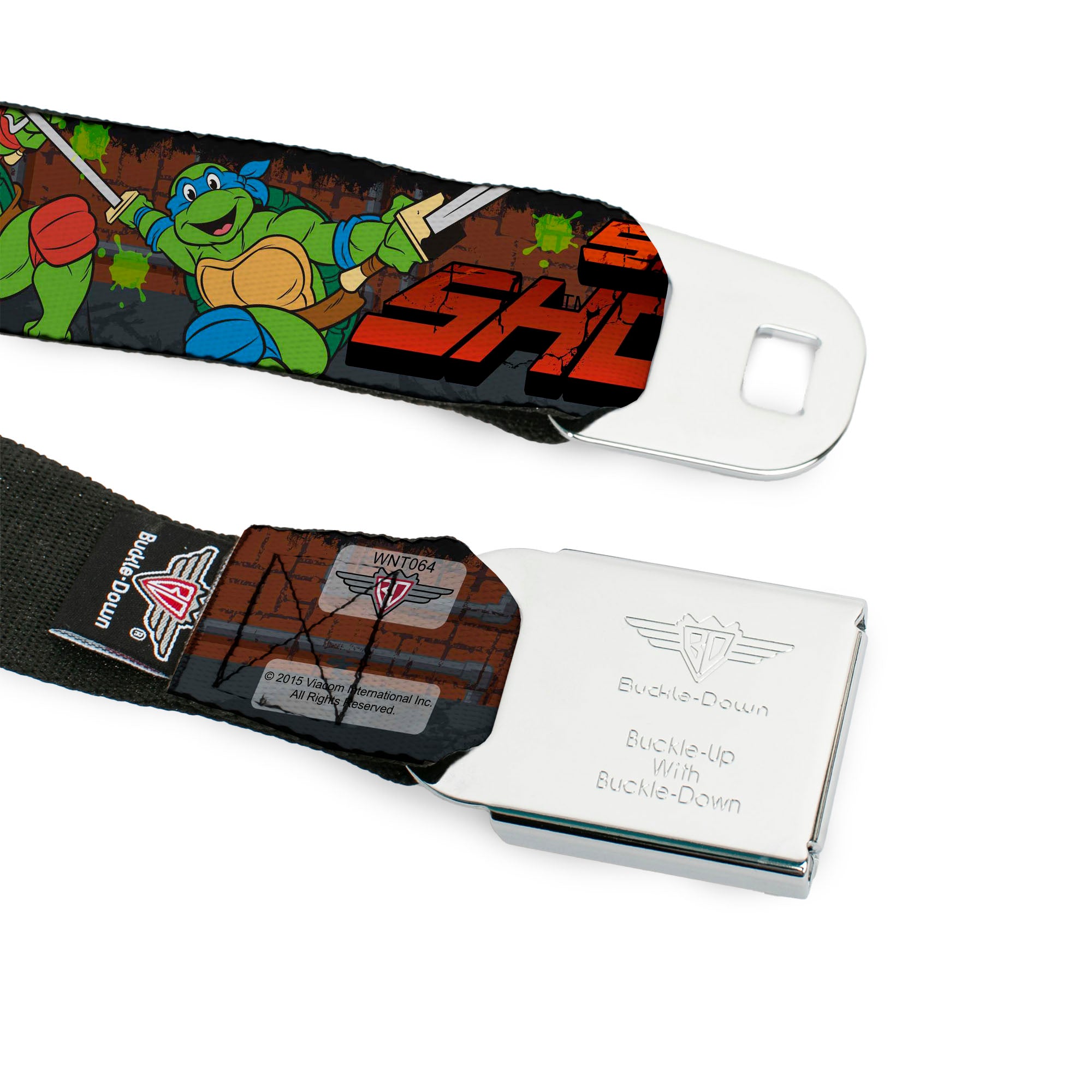 Classic TMNT Logo Full Color Seatbelt Belt - Classic Teenage Mutant Ninja Turtles Turtles Pose15 SHELL SHOCKED Brick Wall/Splatter Webbing Seatbelt Belts Teenage Mutant Ninja Turtles