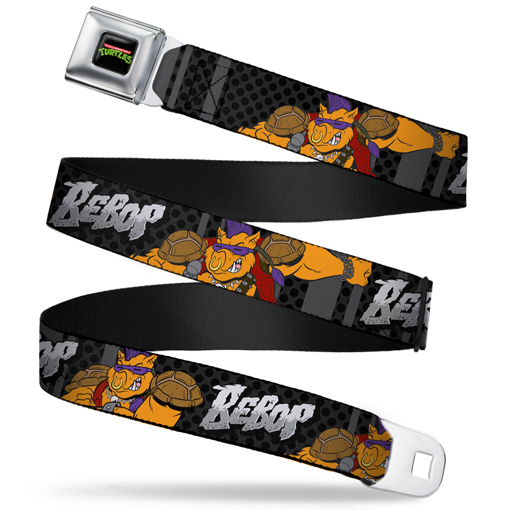 Classic TMNT Logo Full Color Seatbelt Belt - BEBOP 2-Poses Stripes/Dots Black/Grays Webbing Seatbelt Belts Teenage Mutant Ninja Turtles