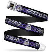 Classic TMNT Logo Full Color Seatbelt Belt - Shredder Head SHRED HEAD/Stripe Black/Purple/Gray Webbing Seatbelt Belts Teenage Mutant Ninja Turtles