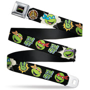 Classic TEENAGE MUTANT NINJA TURTLES Logo Seatbelt Belt - Teenage Mutant Ninja Turtles Faces and Icons Black/Multi Color Webbing Seatbelt Belts Teenage Mutant Ninja Turtles