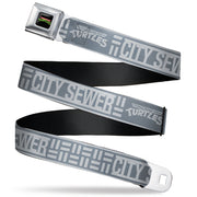 Classic TEENAGE MUTANT NINJA TURTLES Logo Seatbelt Belt - TEENAGE MUTANT NINJA TURTLES CITY SEWER Title Logo Grays Webbing Seatbelt Belts Teenage Mutant Ninja Turtles