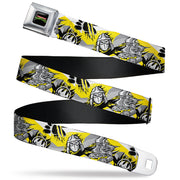 Classic TMNT Logo Full Color Seatbelt Belt - Teenage Mutant Ninja Turtles Shredder Pose and Icons Grays/Yellow Webbing Seatbelt Belts Teenage Mutant Ninja Turtles