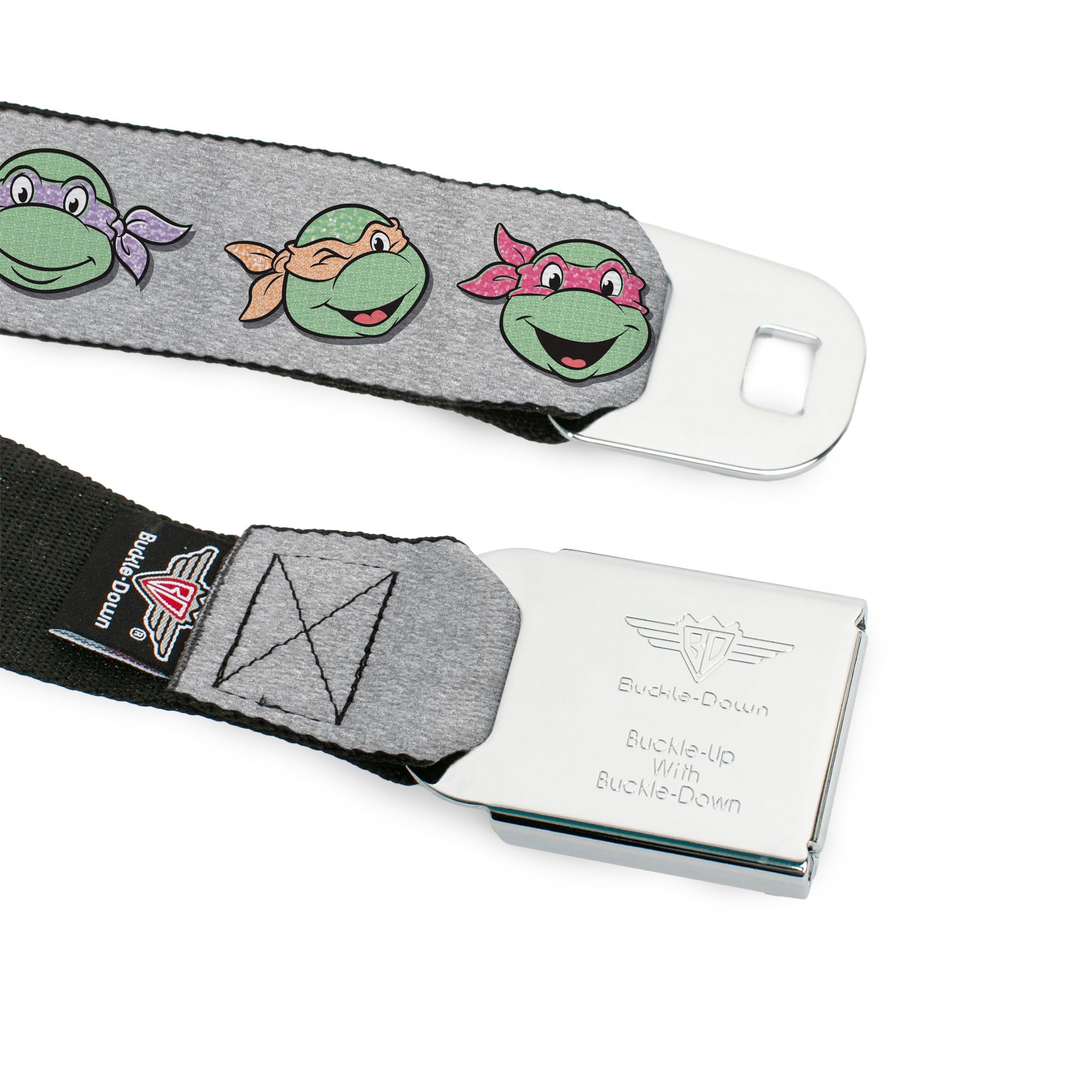 Classic TEENAGE MUTANT NINJA TURTLES Logo Seatbelt Belt - Teenage Mutant Ninja Turtles Expressions Gray Webbing Seatbelt Belts Teenage Mutant Ninja Turtles