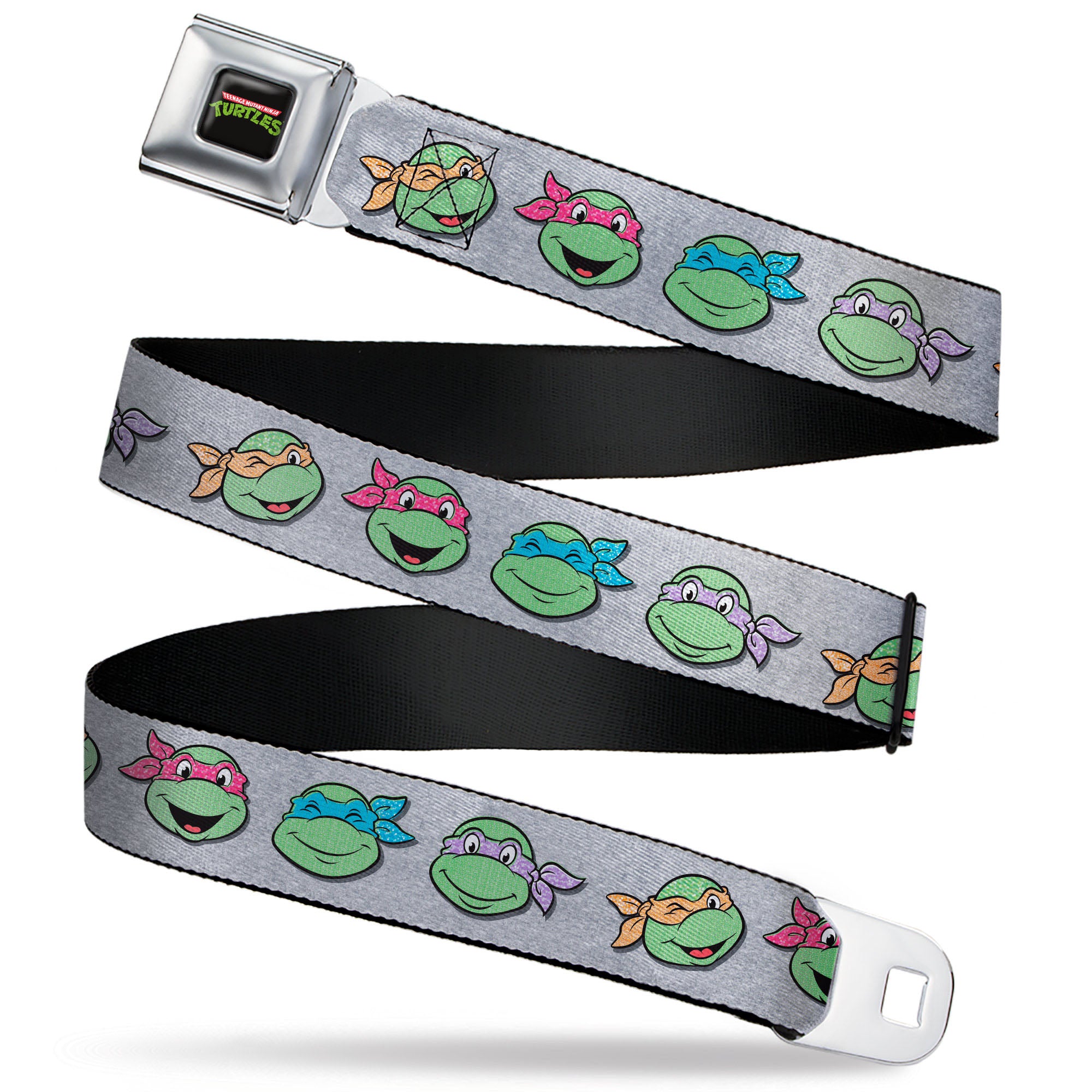 Classic TEENAGE MUTANT NINJA TURTLES Logo Seatbelt Belt - Teenage Mutant Ninja Turtles Expressions Gray Webbing Seatbelt Belts Teenage Mutant Ninja Turtles