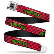Classic TEENAGE MUTANT NINJA TURTLES Logo Seatbelt Belt - TEENAGE MUTANT NINJA TURTLES Brick Title Logo Red Webbing Seatbelt Belts Teenage Mutant Ninja Turtles