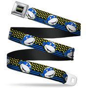 Classic TMNT Logo2 Full Color Seatbelt Belt - Classic TMNT Leonardo Expression Dots/Stripes Black/Yellow/Blue/White Webbing Seatbelt Belts Teenage Mutant Ninja Turtles