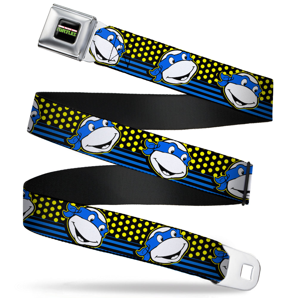 Classic TMNT Logo2 Full Color Seatbelt Belt - Classic TMNT Leonardo Expression Dots/Stripes Black/Yellow/Blue/White Webbing Seatbelt Belts Teenage Mutant Ninja Turtles