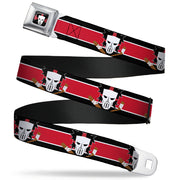 Casey Jones Head/Stripe Full Color Black/Red/White Seatbelt Belt - Casey Jones Baseball & Hockey Stick CLOSE-UP Stripe Black/White/Red Webbing Seatbelt Belts Teenage Mutant Ninja Turtles