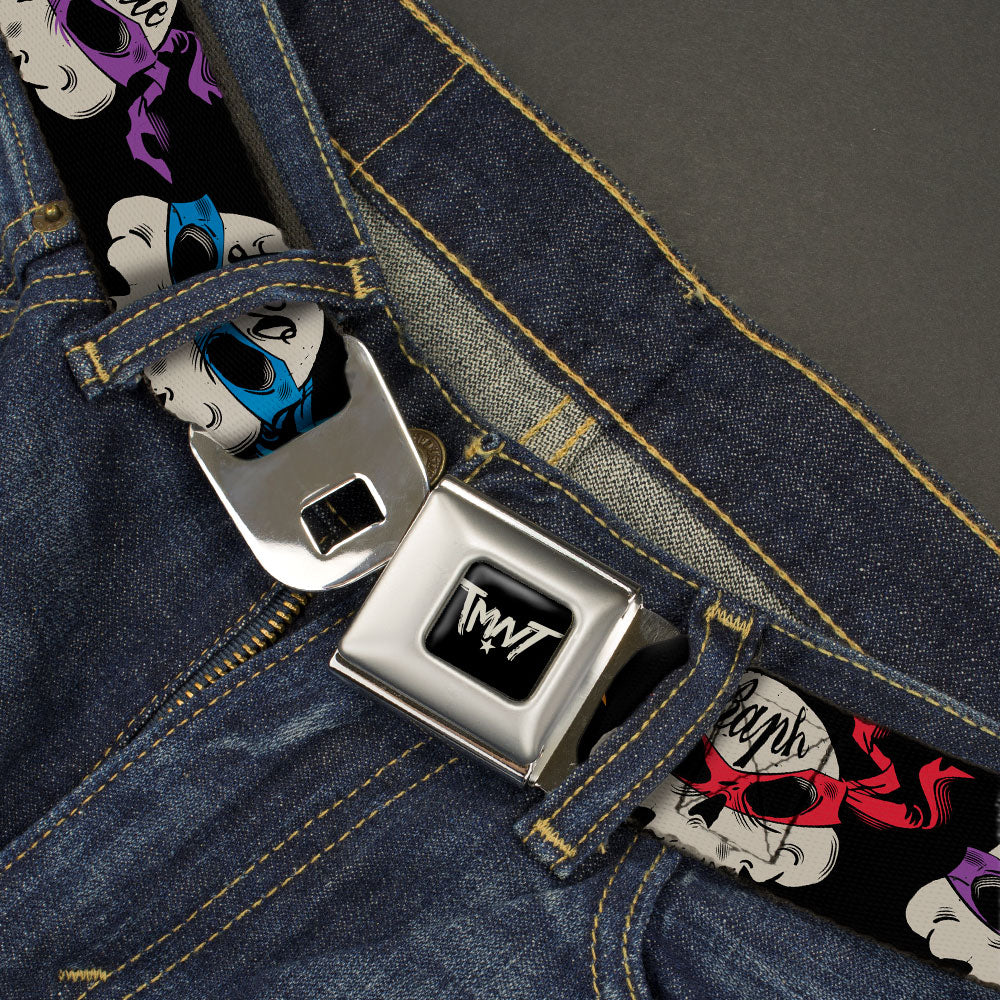 Road Rebel TMNT Logo Full Color Black/Gray Seatbelt Belt - TMNT 4-Turtle Road Rebel Skulls Black Webbing Seatbelt Belts Teenage Mutant Ninja Turtles