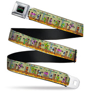 TEENAGE MUTANT NINJA TURTLES Logo Full Color Black Seatbelt Belt - Teenage Mutant Ninja Turtles Battle Foot Soldiers Ninjas Arcade Scene Tan Webbing Seatbelt Belts Teenage Mutant Ninja Turtles