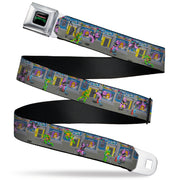 TEENAGE MUTANT NINJA TURTLES Logo Full Color Black Seatbelt Belt - Teenage Mutant Ninja Turtles Battle Purple Foot Soldier Ninja Arcade Scene Grays Webbing Seatbelt Belts Teenage Mutant Ninja Turtles