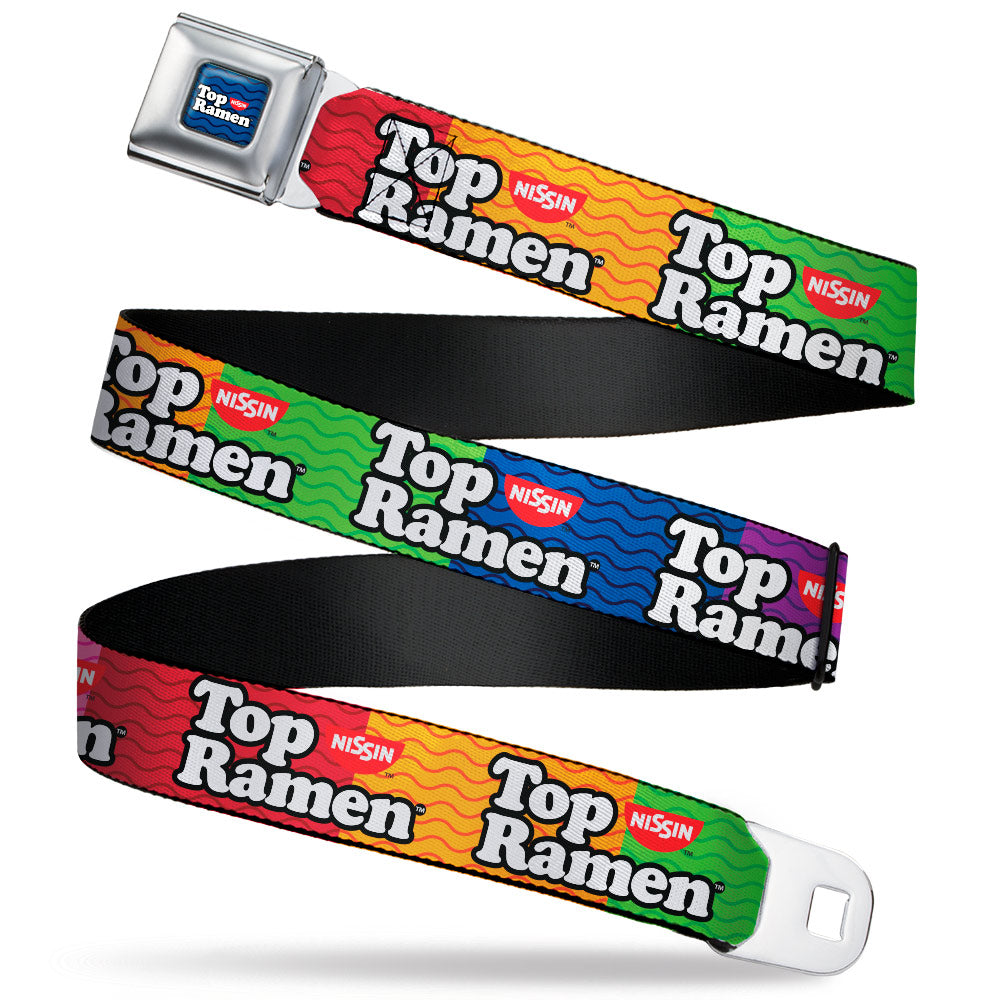 TOP RAMEN Noodle Wave Full Color Blue/Black/White Seatbelt Belt - TOP RAMEN Noodle Wave Blocks Multi Color/Black/White Webbing Seatbelt Belts Nissin