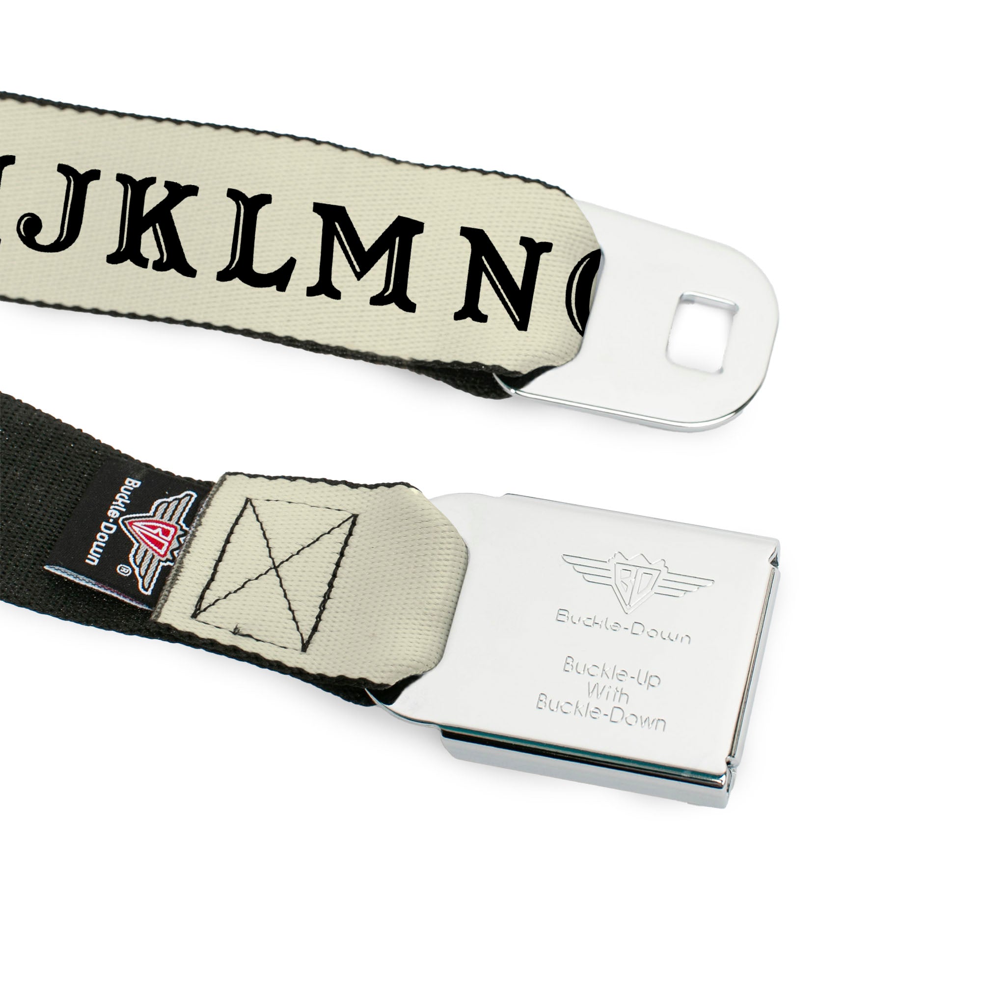 OUIJA Board Logo Planchette Full Color Red/White Seatbelt Belt - OUIJA Board Letters and Elements Beige/Black Webbing Seatbelt Belts Ouija Board