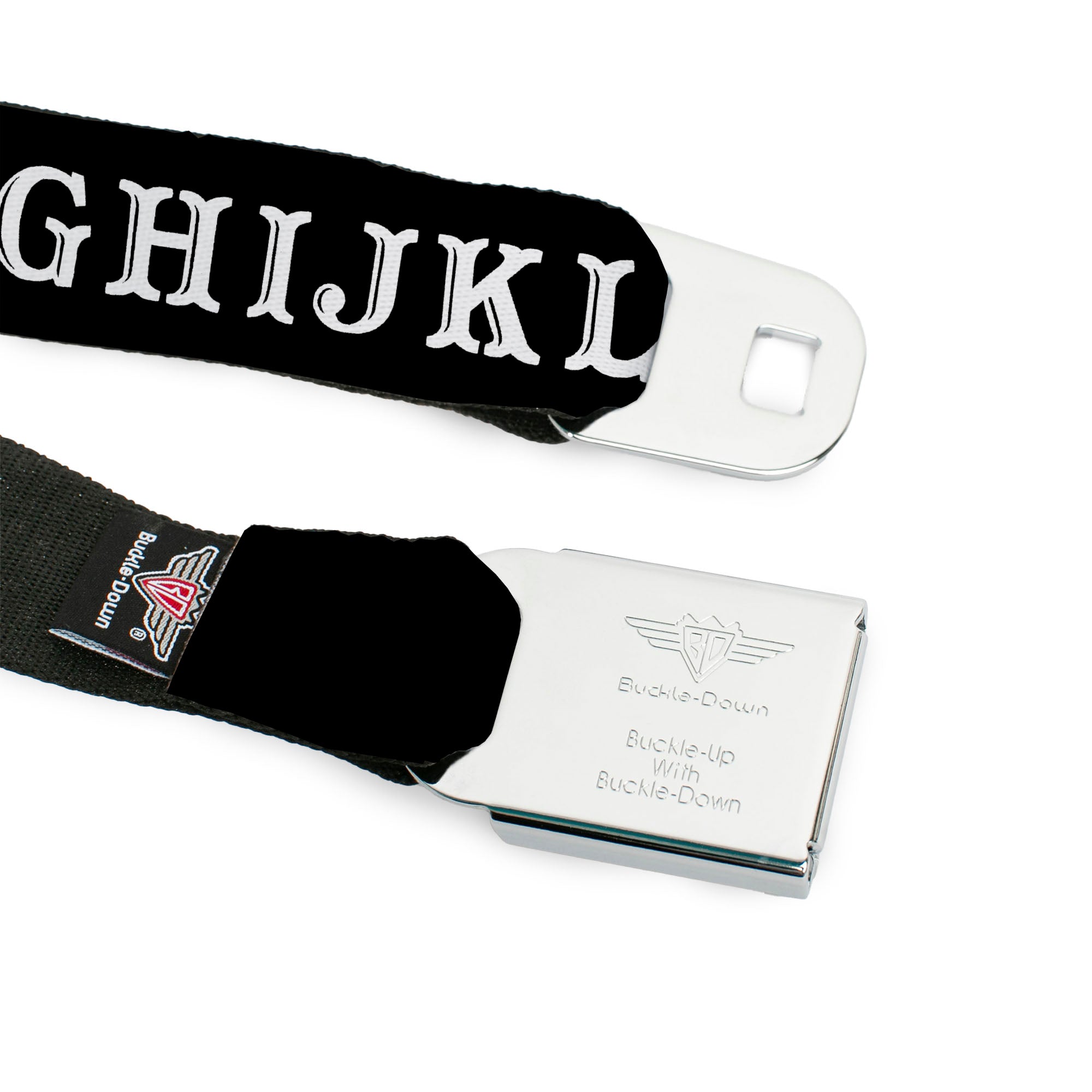OUIJA Board Logo Planchette Full Color Red/White Seatbelt Belt - OUIJA Board Letters and Elements Black/White Webbing Seatbelt Belts Ouija Board