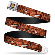 POST COCOA PEBBLES Logo Full Color Brown/Yellows Seatbelt Belt - Cocoa Pebbles Vivid Cereal CLOSE-UP Browns Webbing Seatbelt Belts The Flintstones