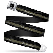 BARRACUDA Script Logo Full Color Black White Seatbelt Belt - BARRACUDA Script Stripe/Monogram Black/Gray/Olive/Silver Webbing Seatbelt Belts Dodge