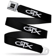 Plymouth GTX Emblem Full Color Black Silver Fade White Seatbelt Belt - Plymouth GTX Emblem Black/Silver Fade/White Webbing Seatbelt Belts Dodge