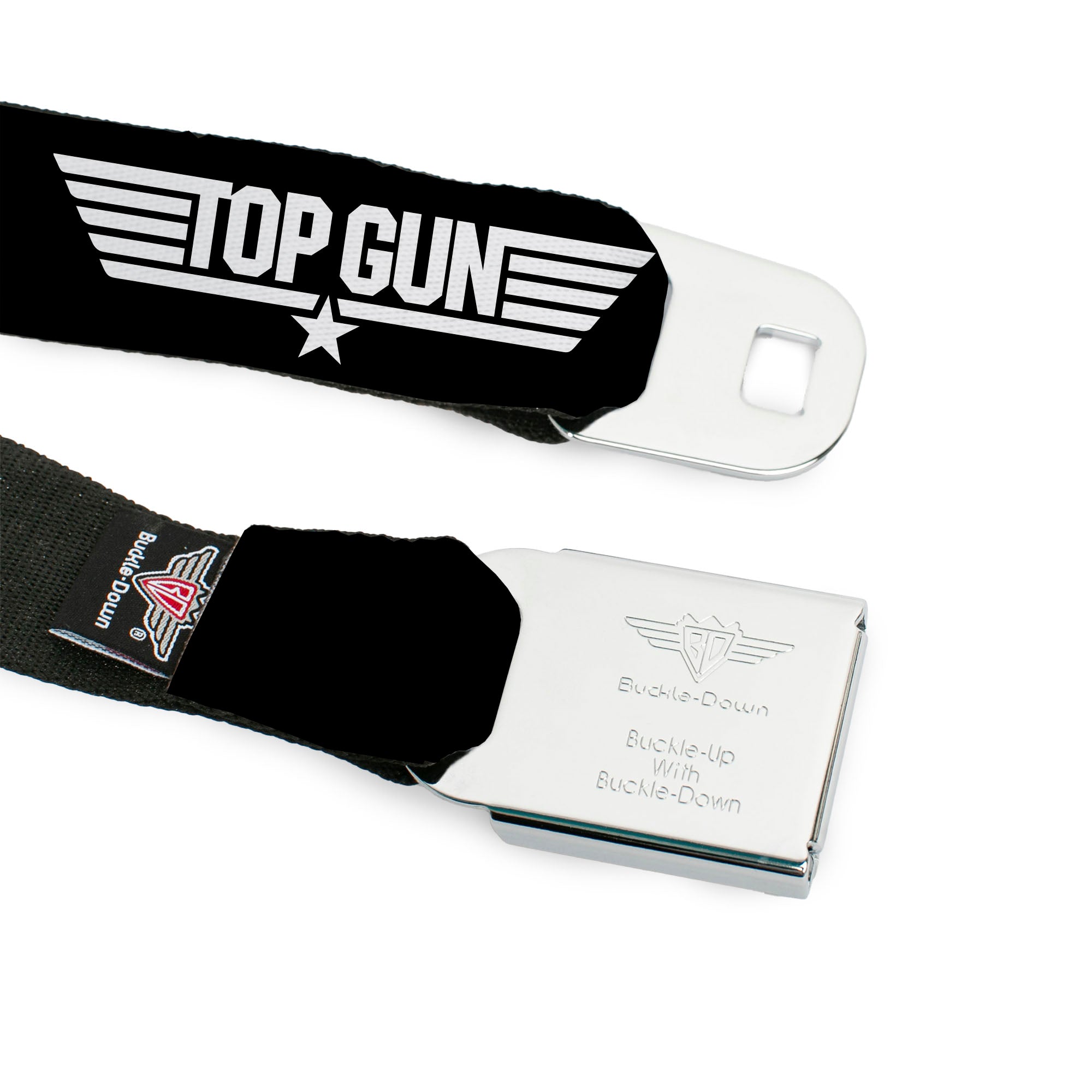 TOP GUN Title Logo Full Color Black/White Seatbelt Belt - TOP GUN Title Logo Black/White Webbing Seatbelt Belts Top Gun