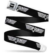 TOP GUN Title Logo Full Color Black/White Seatbelt Belt - TOP GUN Title Logo Black/White Webbing Seatbelt Belts Top Gun