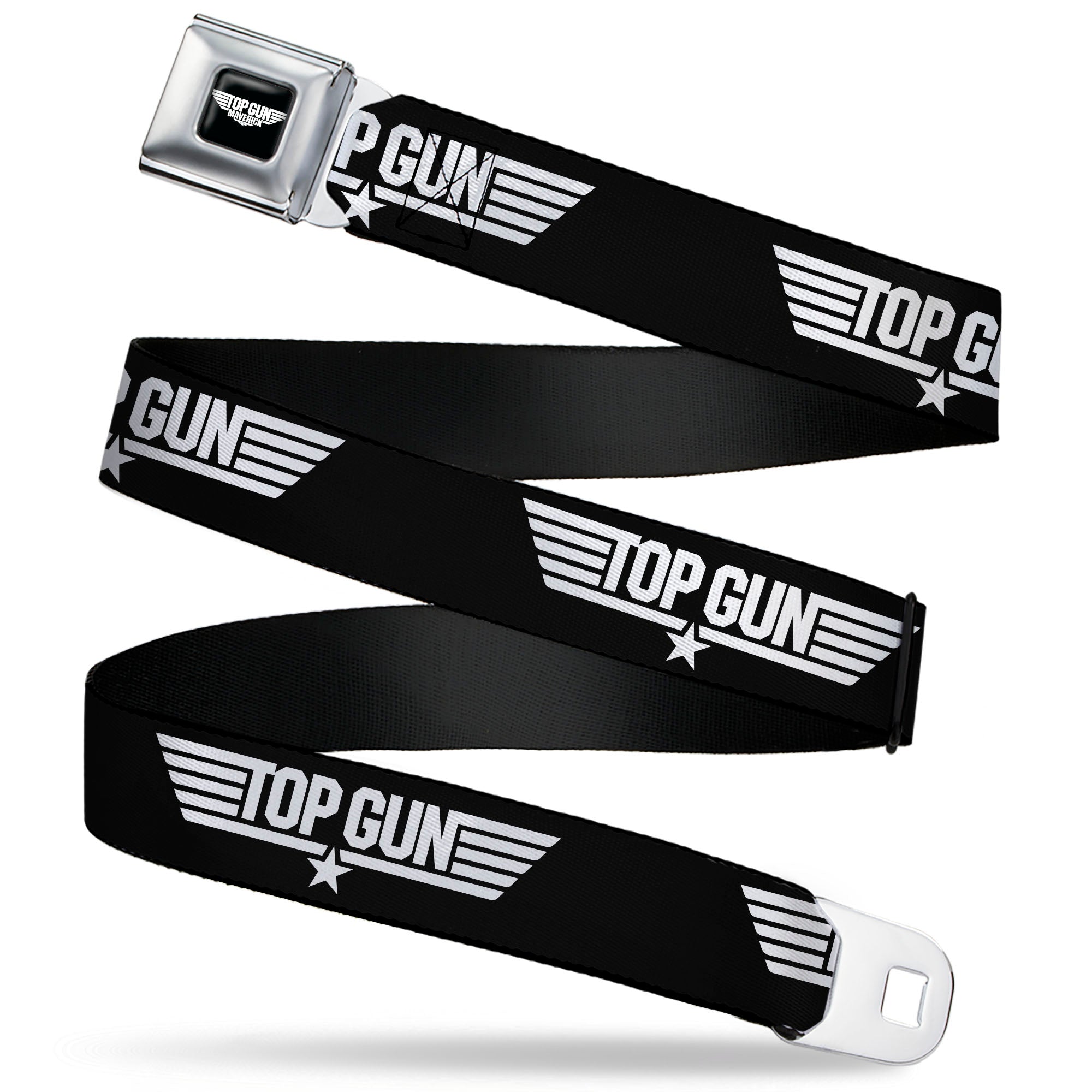 TOP GUN Title Logo Full Color Black/White Seatbelt Belt - TOP GUN Title Logo Black/White Webbing Seatbelt Belts Top Gun