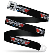 TOP GUN Title Logo Full Color Black/White Seatbelt Belt - TOP GUN Title Logo Black/Silver/Red/Blue Webbing Seatbelt Belts Top Gun