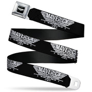 TOP GUN Title Logo Full Color Black/White Seatbelt Belt - TOP GUN MAVERICK Fighter Jet Logo Weathered Black/White Webbing Seatbelt Belts Top Gun