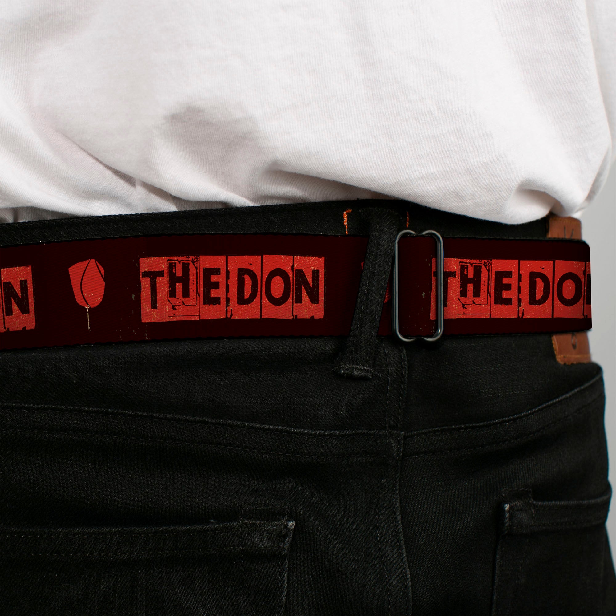 THE GODFATHER Title Logo Full Color Black/White Seatbelt Belt - The Godfather THE DON Blocks and Rose Black/Red Webbing Seatbelt Belts The Godfather