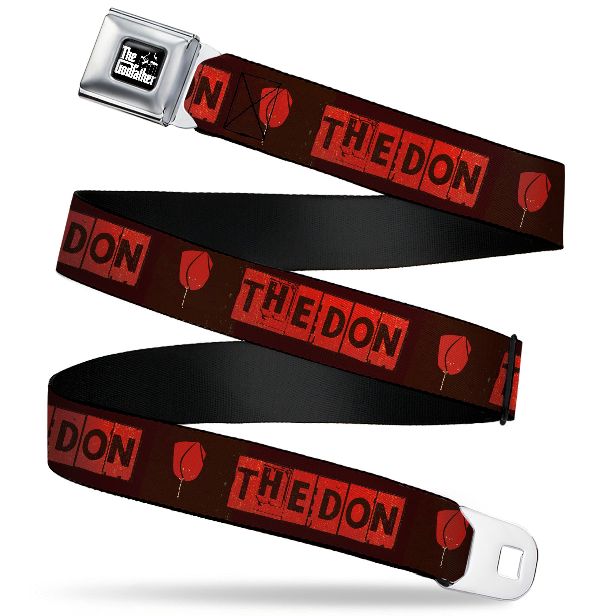 THE GODFATHER Title Logo Full Color Black/White Seatbelt Belt - The Godfather THE DON Blocks and Rose Black/Red Webbing Seatbelt Belts The Godfather