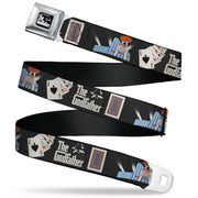 THE GODFATHER Title Logo Full Color Black/White Seatbelt Belt - THE GODFATHER Title Logo and Casino Icons Black Webbing Seatbelt Belts The Godfather
