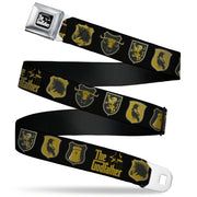 THE GODFATHER Title Logo Full Color Black/White Seatbelt Belt - THE GODFATHER Title Logo and Crest Icons Black/Gold Webbing Seatbelt Belts The Godfather