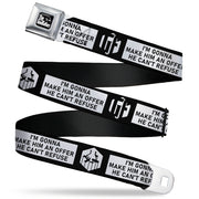 THE GODFATHER Title Logo Full Color Black/White Seatbelt Belt - The Godfather Quote I'M GONNA MAKE HIM AN OFFER HE CAN'T REFUSE Black/White Webbing Seatbelt Belts The Godfather