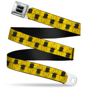 PEANUTS Title Logo Full Color Black/White Seatbelt Belt - Peanuts Charlie Brown Pose Flip Yellow/Black Webbing Seatbelt Belts Peanuts