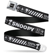 PEANUTS Title Logo Full Color Black/White Seatbelt Belt - Peanuts SNOOPY Care Symbols 100% ORIGINAL Black/White Webbing Seatbelt Belts Peanuts
