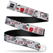PEANUTS Title Logo Full Color Black/White Seatbelt Belt - Peanuts JOE COOL Snoopy Poses and Text Gray/Black/Red/White Webbing Seatbelt Belts Peanuts